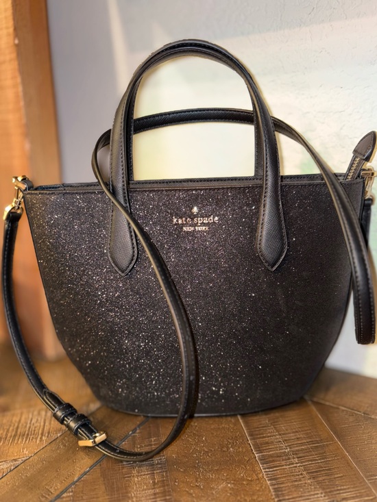 kate spade Handbags - NWOT Kate Spade New York Black Glitter Mini Satchel Crossbody Bag